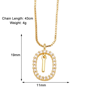 Jewelry Modern Style Simple Style letter 201 Stainless Steel Copper Zircon 18K Gold Plated Inlay Pendant Necklace