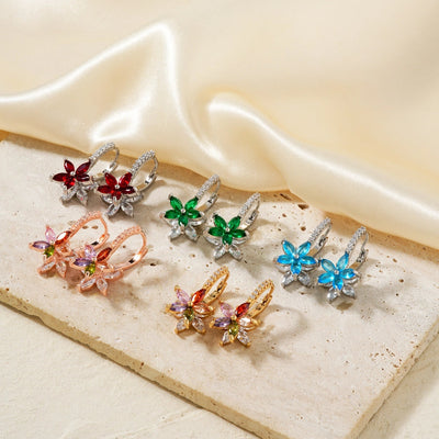 1 Pair Artistic Shiny Geometric Inlay Copper Zircon K Gold Plated Drop Earrings