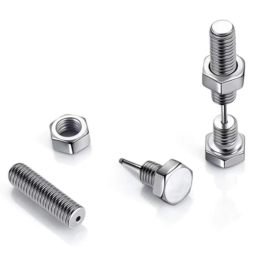 Hip hop simple titanium steel trendy men's personalized screw earrings earrings men's and women's street wear