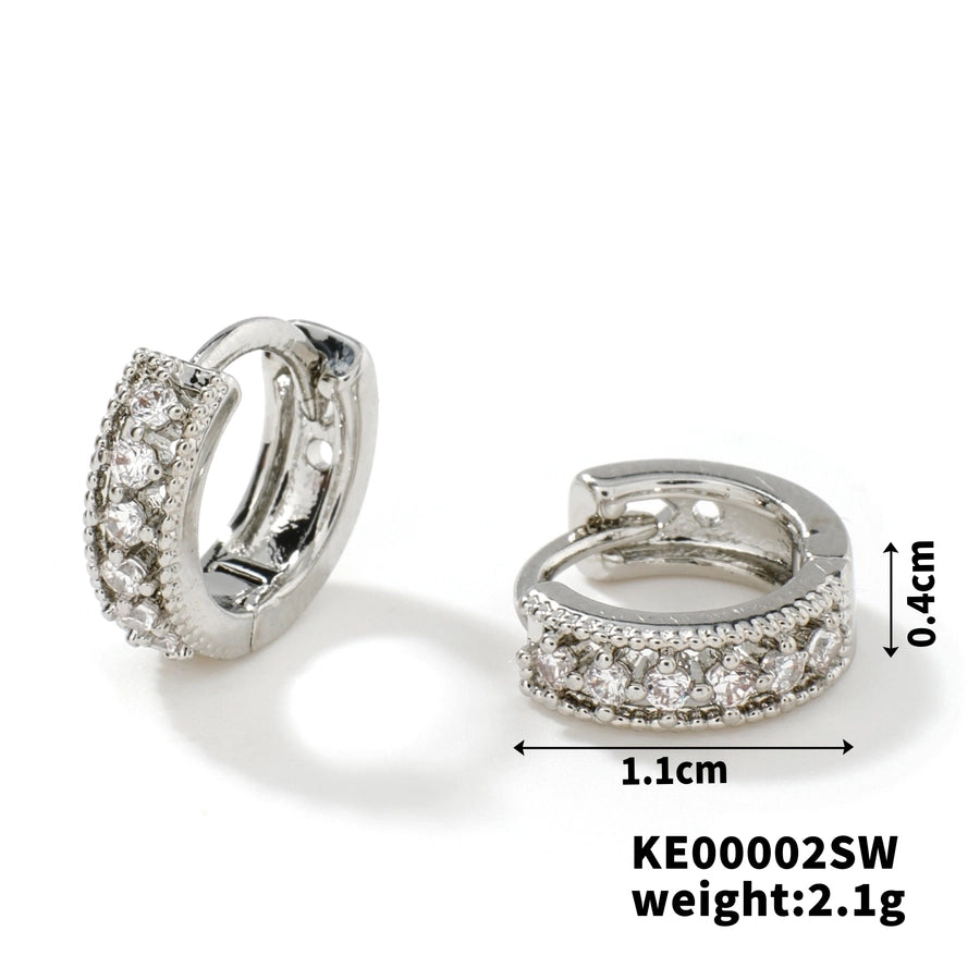 1 Pair Hip-Hop Simple Style Circle Plating Inlay Copper Zircon K Gold Plated Earrings