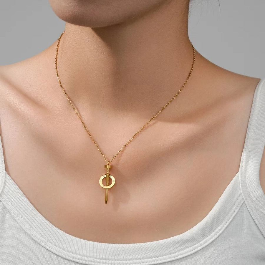 Titanium Steel Nail Ring High Class Elegant Personality 18K Gold Plated Couple Gift Necklace Bracelet