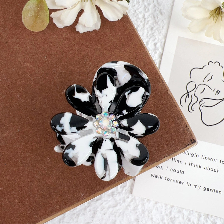 Women's Sweet Flower Acetic acid sheets Inlay Rhinestones Hair Claws