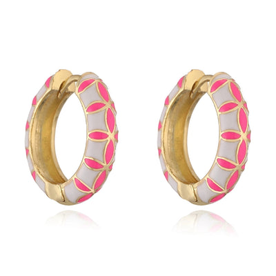 1 Pair Vacation Sweet Simple Style Flower Enamel Copper 18K Gold Plated Earrings