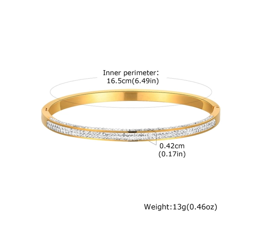 Classic Style Solid Color 304 Stainless Steel 18K Gold Plated Bangle In Bulk