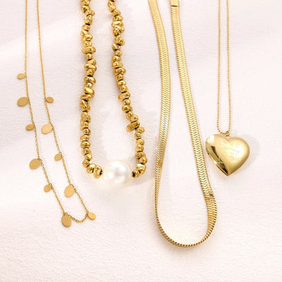 Jewelry Simple Style Geometric 304 Stainless Steel 18K Gold Plated Multi Charms Necklace