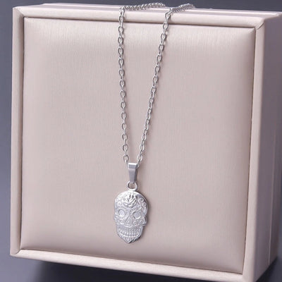 Jewelry Casual Hip-Hop Funny Skull 304 Stainless Steel 18K Gold Plated Plating Pendant Necklace