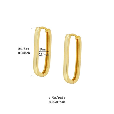 1 Pair IG Style U Shape Geometric Inlay Copper Zircon Gold Plated Ear Cuffs Earrings