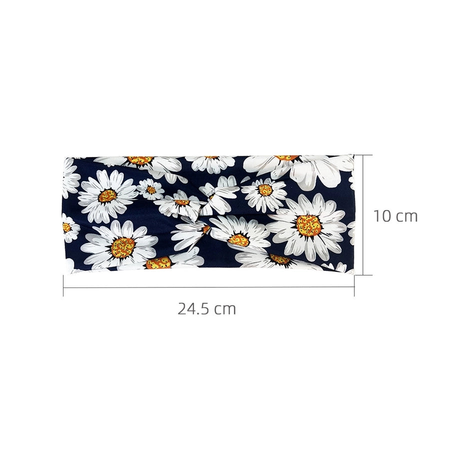 fashion color block flower cloth hair band 1 piece