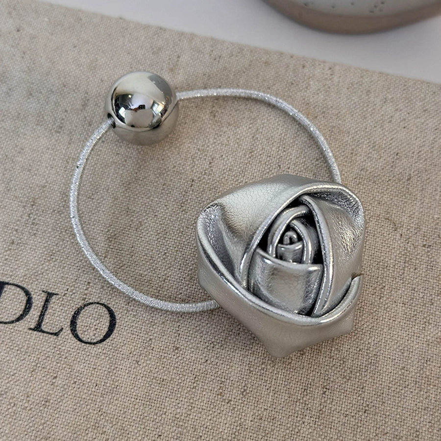 Women's Elegant Classic Style Artistic Flower Leather Hair Tie