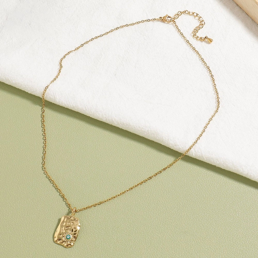 Jewelry Vintage Style Irregular Round Square 304 Stainless Steel Rhinestones Plating Inlay Pendant Necklace