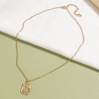 Jewelry Vintage Style Irregular Round Square 304 Stainless Steel Rhinestones Plating Inlay Pendant Necklace