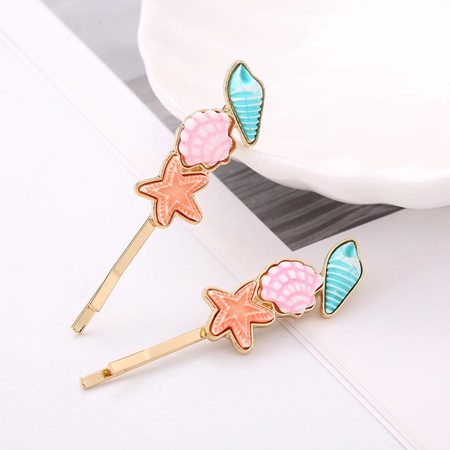 Women's Sweet Scallop Starfish Conch Alloy Plating Hair Clip