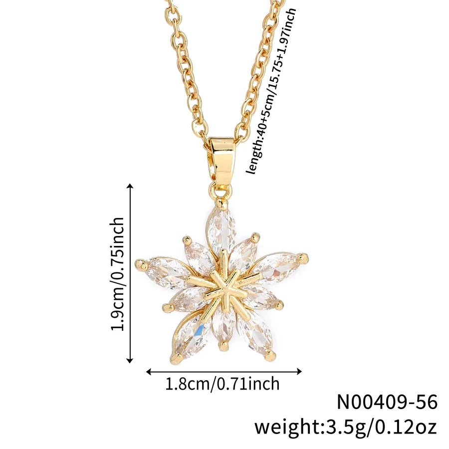 Elegant Personality Fashion Snowflake Suit, 3-Piece Fashion Simple Pendant Necklace and Earrings Suit, Suitable for Daily Wear, Party and Valentine's Day Gifts