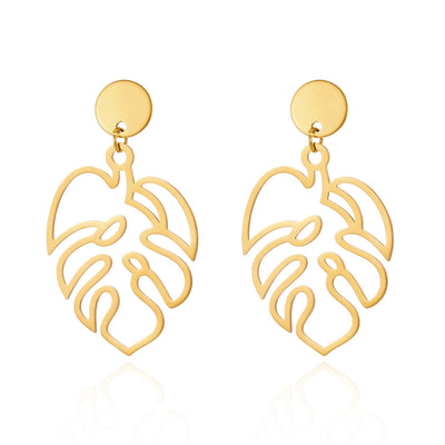 1 Pair Elegant Tropical Leaves Flower Shell 201 Stainless Steel Drop Earrings