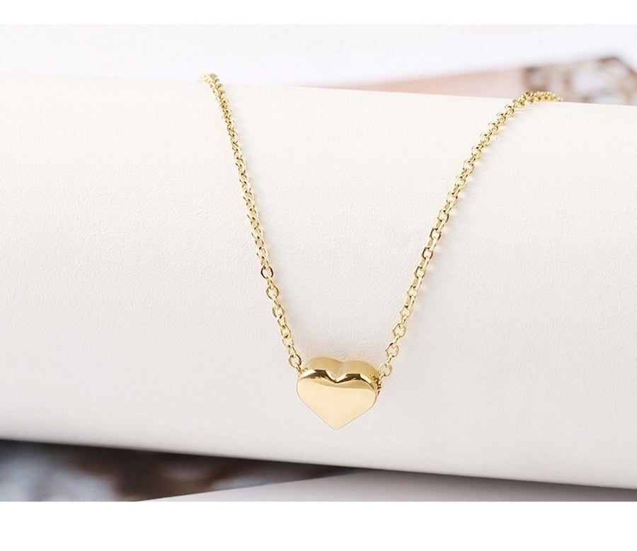 Jewelry Simple Style Heart Shape 316L Stainless Steel  18K Gold Plated Three-dimensional Pendant Necklace