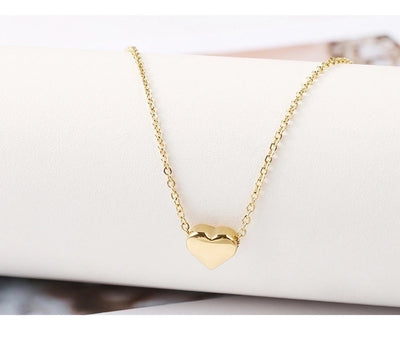 Jewelry Simple Style Heart Shape 316L Stainless Steel  18K Gold Plated Three-dimensional Pendant Necklace