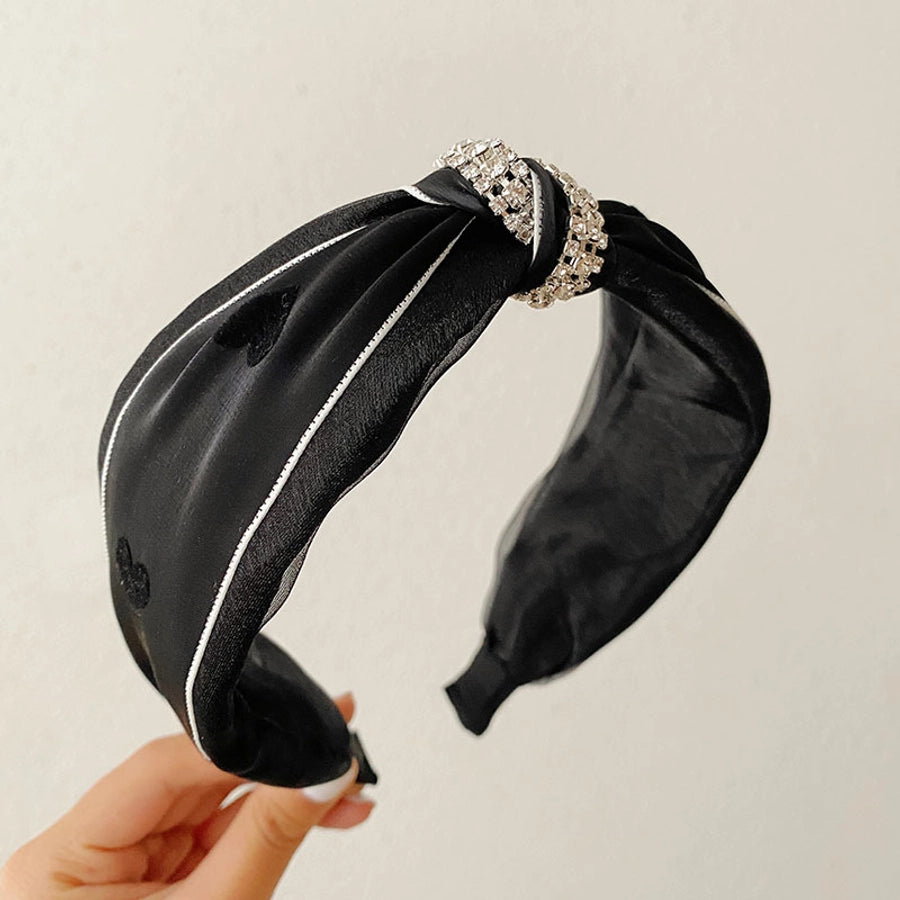 fashion heart shape cloth handmade inlay rhinestone hair band
