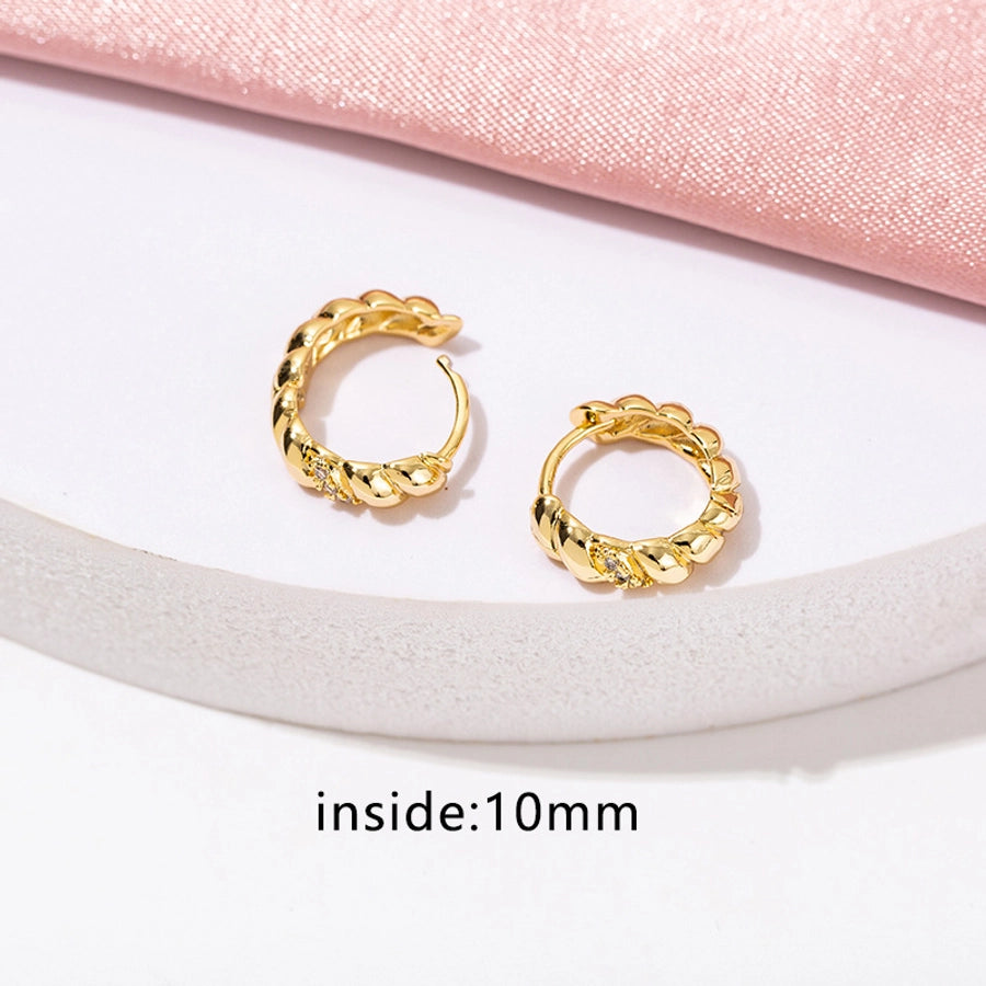 1 Pair Simple Style Geometric Copper Zircon 18K Gold Plated Earrings