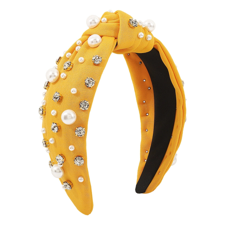 fashion solid color imitation pearl cloth rhinestone hair band