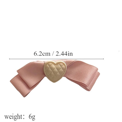 Women's Cute Preppy Style Sweet Heart Shape Bow Knot Cloth Hair Clip