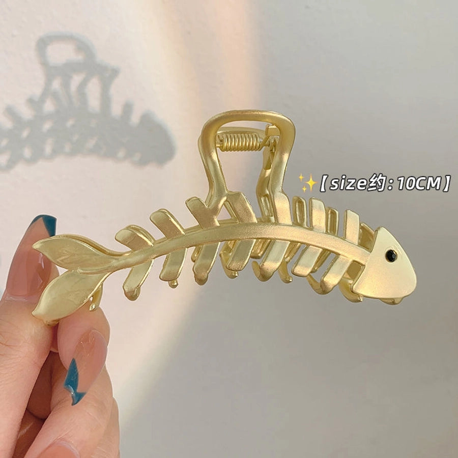 retro solid color alloy plating hair claws 1 piece
