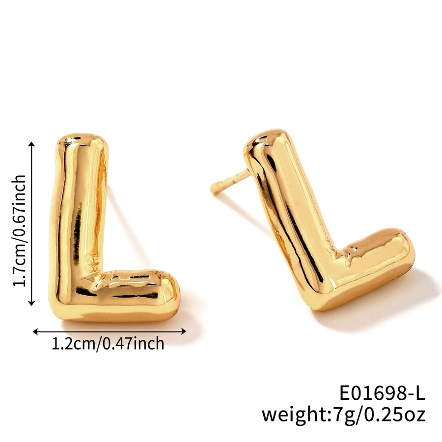 1 Pair Sweet Simple Style Shiny Letter Plating Copper K Gold Plated Ear Studs