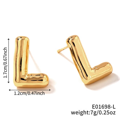 1 Pair Sweet Simple Style Shiny Letter Plating Copper K Gold Plated Ear Studs