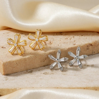 1 Pair Cute Artistic Shiny Geometric Inlay Copper Zircon K Gold Plated Rhodium Plated Ear Studs