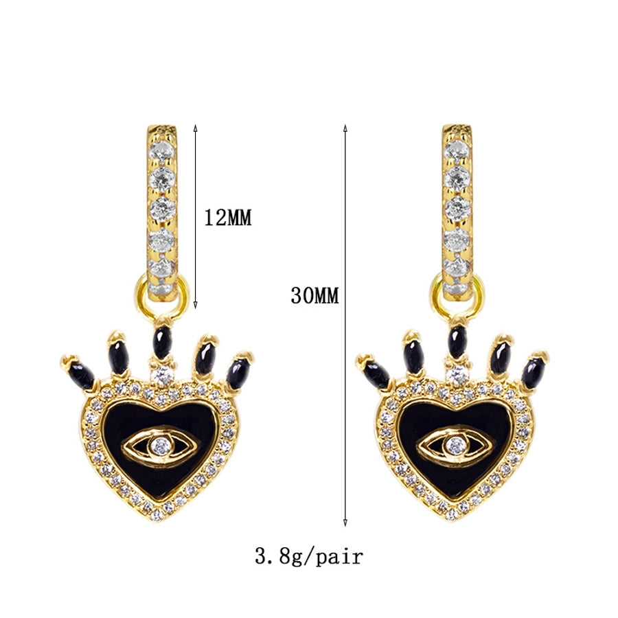 1 Pair IG Style Geometric Inlay Copper Zircon Gold Plated Earrings