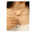 Jewelry IG Style Vintage Style Geometric 304 Stainless Steel Tiger Eye 18K Gold Plated Polishing Double Layer Necklaces