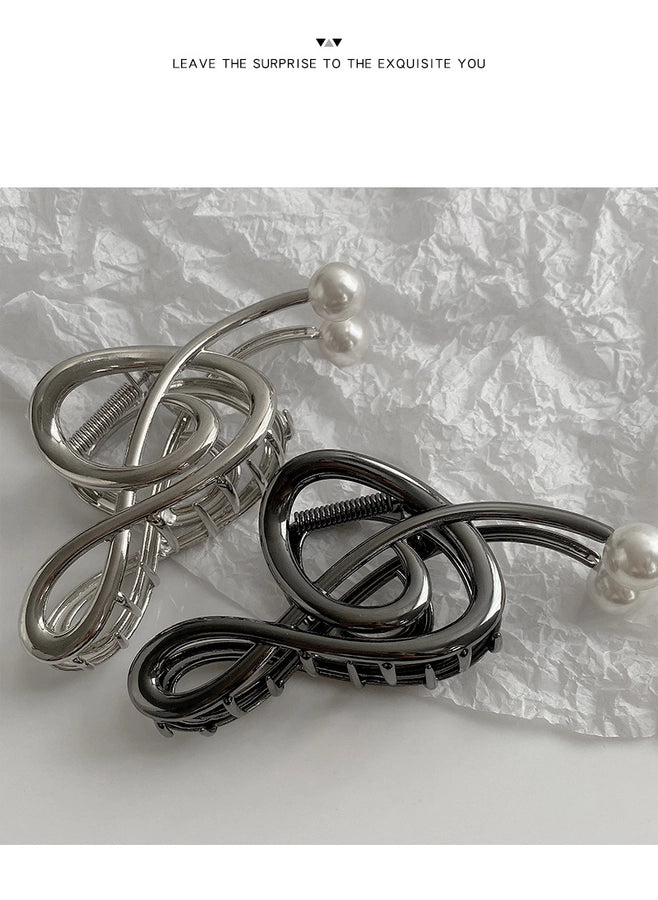 simple style notes alloy inlay pearl hair claws