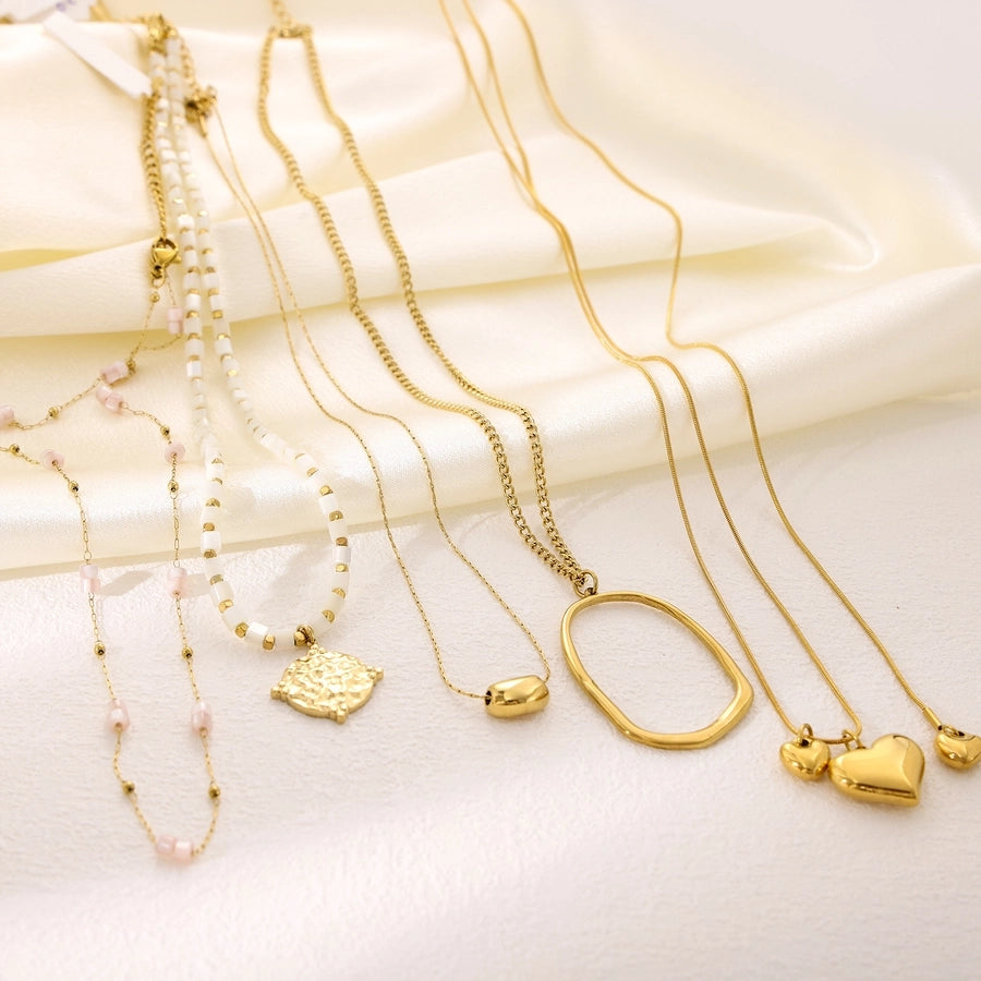 Jewelry Simple Style Geometric 304 Stainless Steel 18K Gold Plated Pendant Necklace