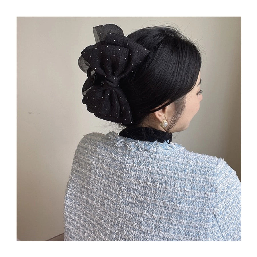 simple style bow knot cloth patchwork hair claws