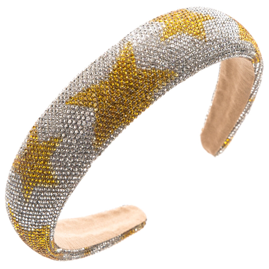 Women's Elegant Glam Pentagram Cloth Sponge Inlay Rhinestones Hair Band