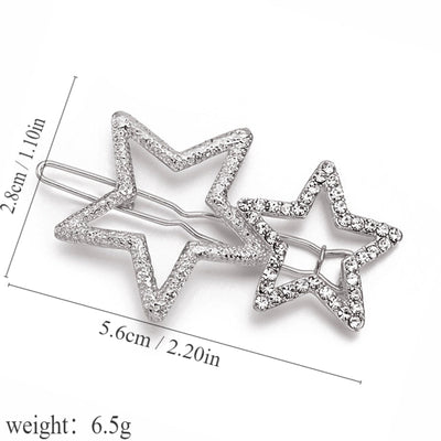 Women's Cute Sweet Star Metal Inlay Rhinestones Hair Clip