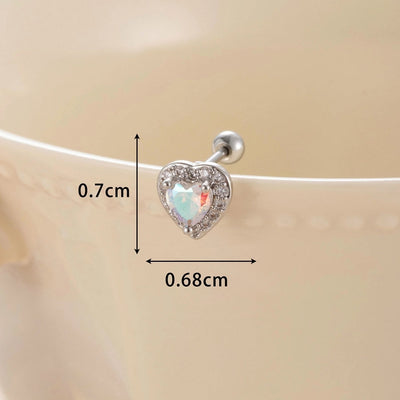 1 Piece Classic Style Heart Shape Inlay Copper Zircon Ear Studs