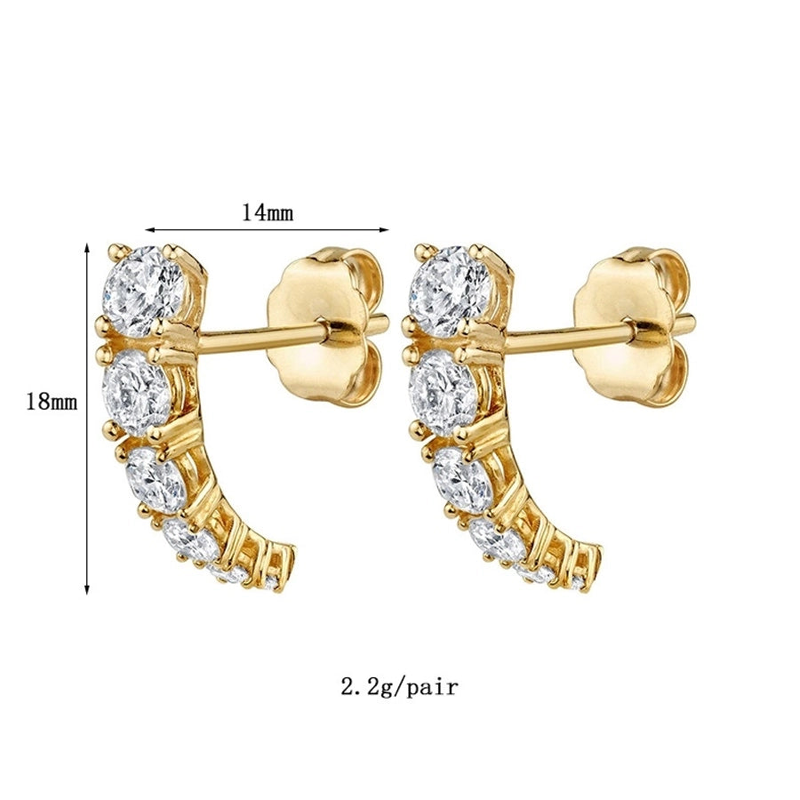 1 Pair Simple Style Geometric Copper Zircon 24K Gold Plated Ear Studs