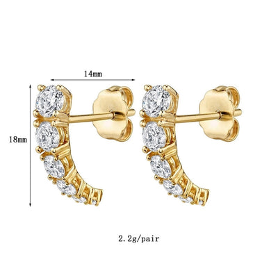 1 Pair Simple Style Geometric Copper Zircon 24K Gold Plated Ear Studs