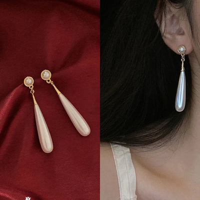 French retro earrings women's temperament earrings high-end feeling mosquito-repellent incense plate ear clip women's No ear hole pearl earrings women's wholesale