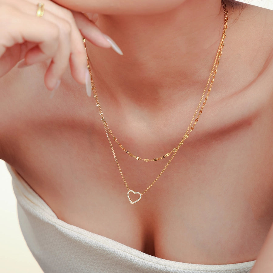 Jewelry Elegant Luxurious Vacation Heart Shape Titanium Steel 18K Gold Plated Plating Jewelry Set