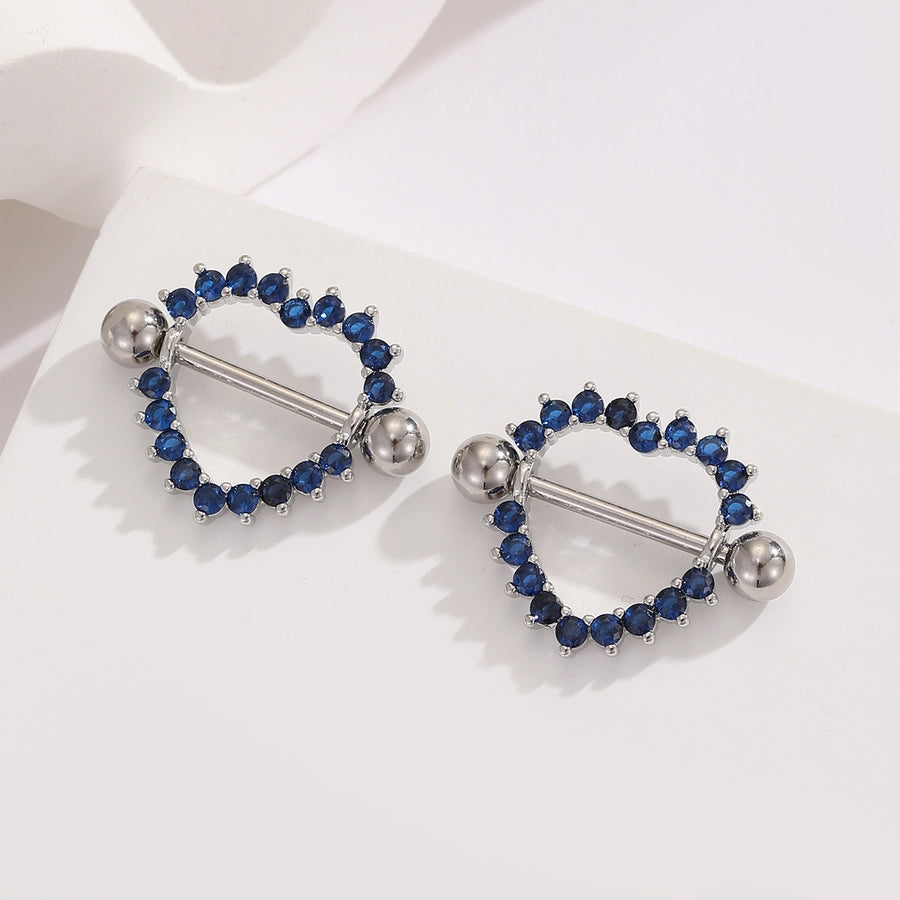 1 Pair Ear Cartilage Rings & Studs Modern Style Shiny Heart Shape 304 Stainless Steel Inlay Zircon Ear Cartilage Rings & Studs