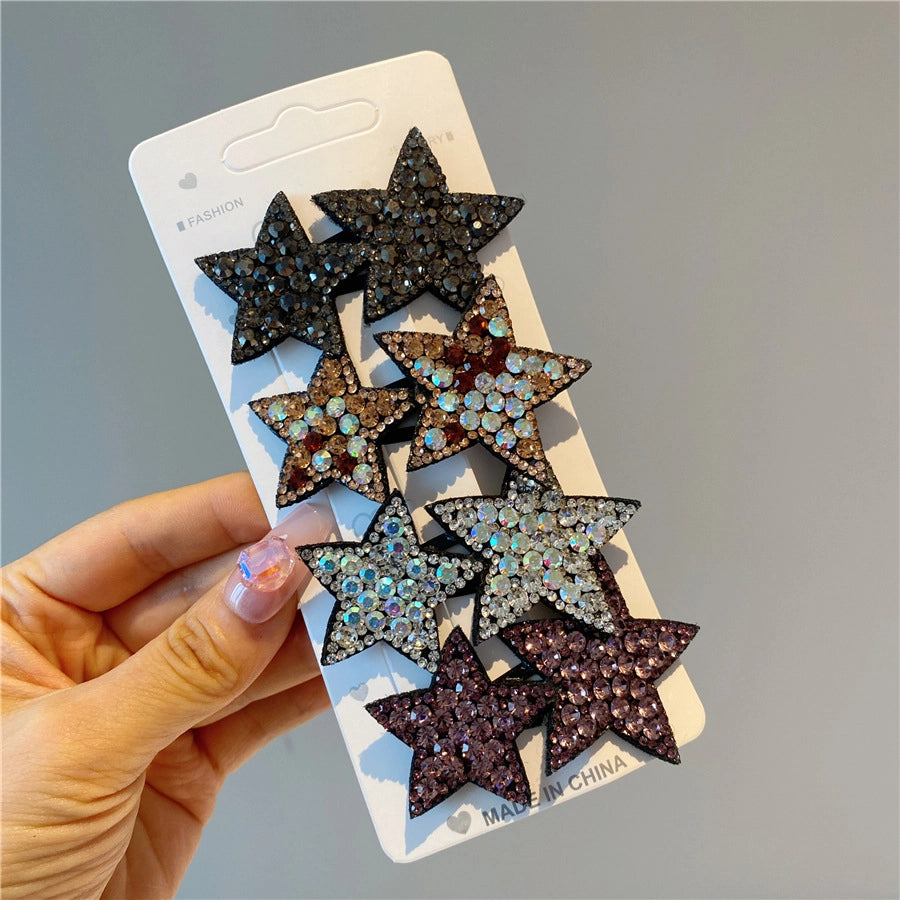 retro heart shape plastic resin inlay rhinestones hair clip