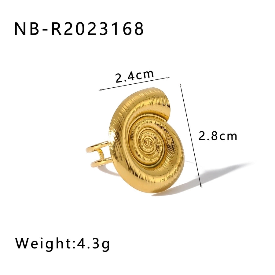 Jewelry IG Style Simple Style Commute Starfish Conch 304 Stainless Steel Artificial Pearls 18K Gold Plated Inlay Open Rings