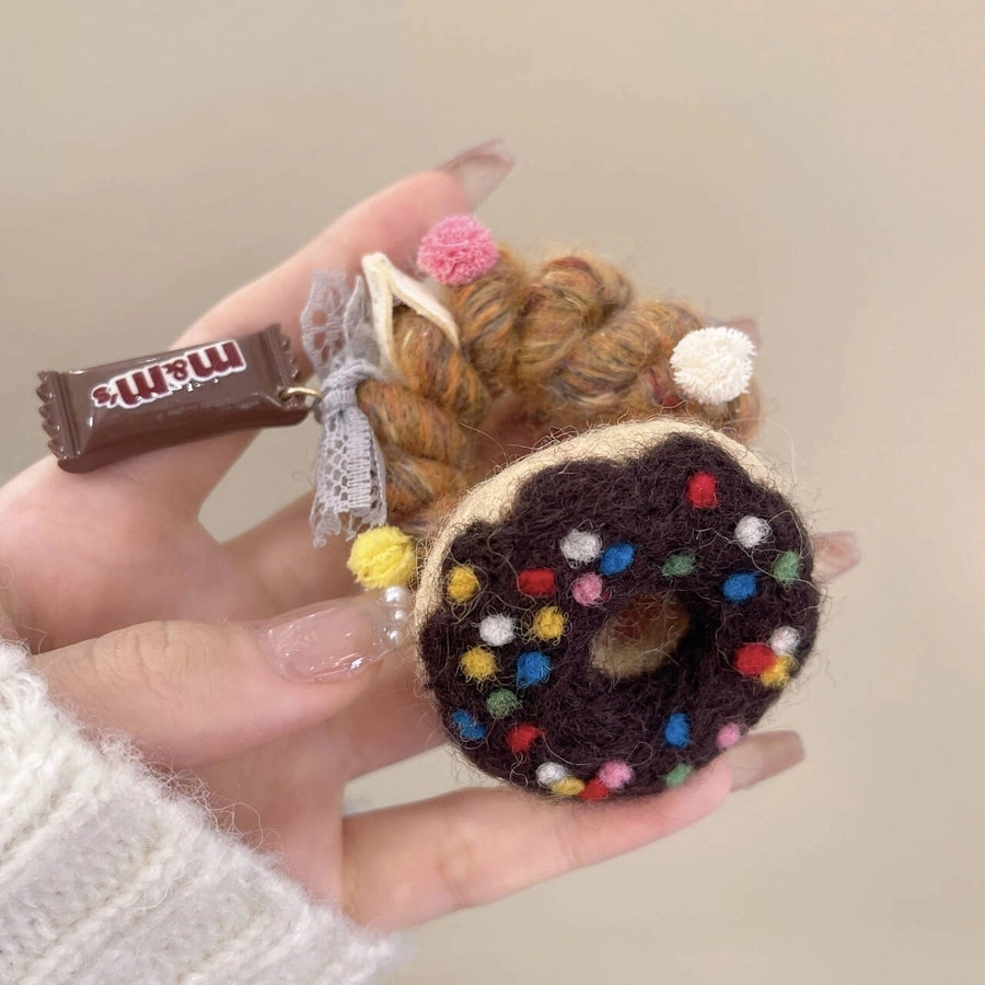 Cute Women's Letter Donuts Felt Hair Tie