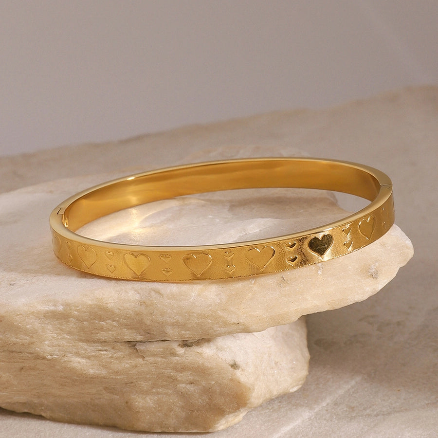 Simple Style Heart Shape 304 Stainless Steel Bangle In Bulk