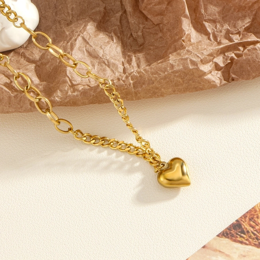 Jewelry Elegant Luxurious Heart Shape 304 Stainless Steel Gold Plated Plating Pendant Necklace