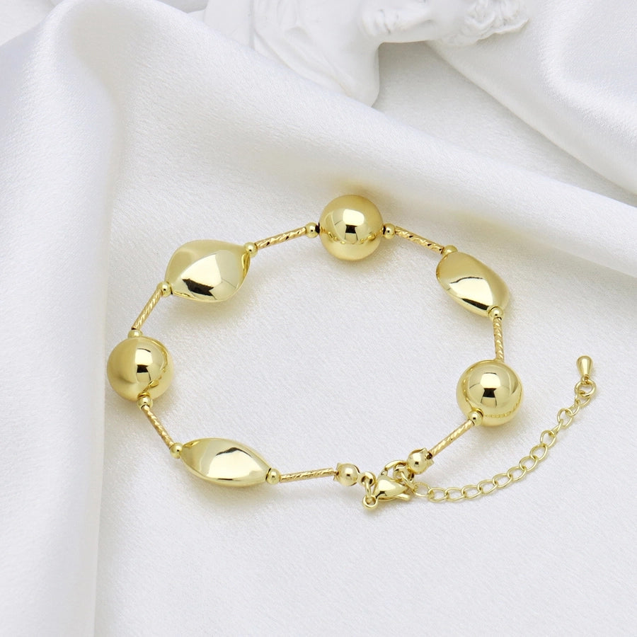 Copper 18K Gold Plated Plating Geometric Solid Color Bracelets