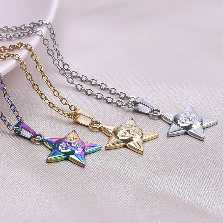 Jewelry Simple Style Pentagram 304 Stainless Steel Plating Pendant Necklace