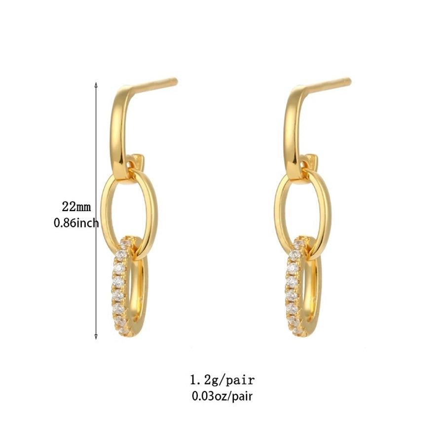 1 Pair IG Style U Shape Geometric Inlay Copper Zircon Gold Plated Ear Cuffs Earrings
