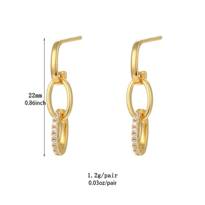 1 Pair IG Style U Shape Geometric Inlay Copper Zircon Gold Plated Ear Cuffs Earrings